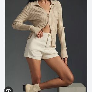 Anthropologie Cream High Waist Shorts